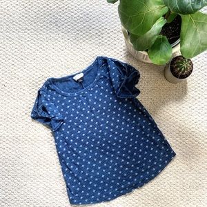 Target distressed blue peep shoulder shirt